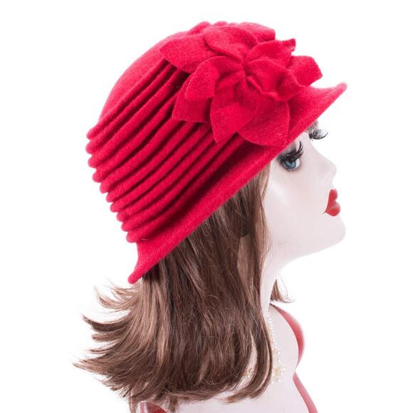 2953 Womens 1920s Look 100% Wool Beret Beanie Cloche Bucket Winter Hat A543 main image 5
